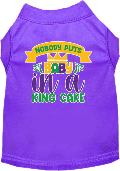 Pet Dog & Cat Screen Printed Shirt for Small to Medium Pets (Sizes XS-XL), "Nobody Puts Baby In A King Cake"