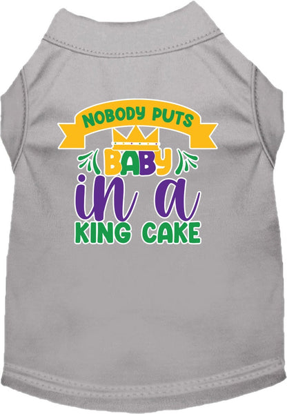 Pet Dog & Cat Screen Printed Shirt for Small to Medium Pets (Sizes XS-XL), "Nobody Puts Baby In A King Cake"