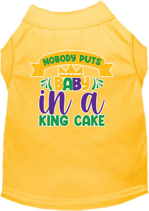 Pet Dog & Cat Screen Printed Shirt for Small to Medium Pets (Sizes XS-XL), "Nobody Puts Baby In A King Cake"