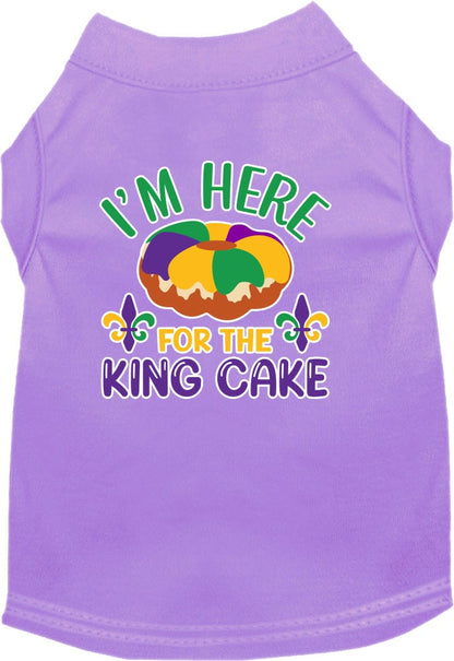 Pet Dog & Cat Screen Printed Shirt for Small to Medium Pets (Sizes XS-XL), "I'm Here For The King Cake"