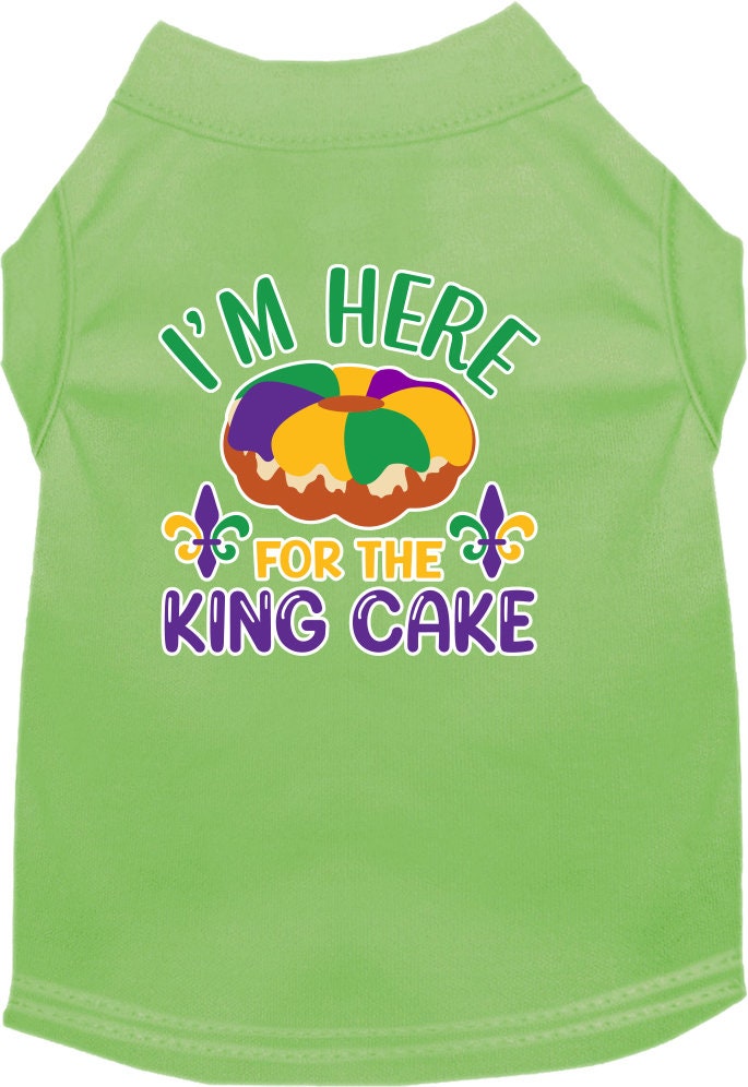 Pet Dog & Cat Screen Printed Shirt for Small to Medium Pets (Sizes XS-XL), "I'm Here For The King Cake"
