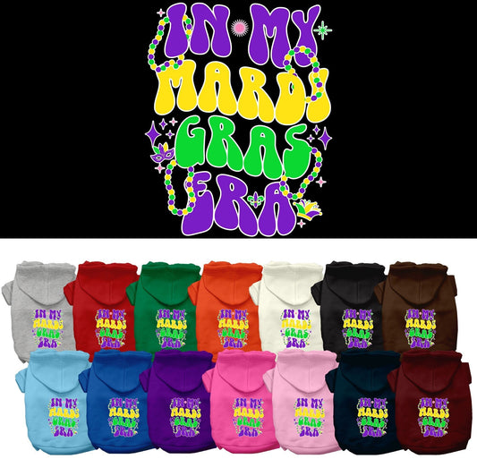 Pet Dog & Cat Screen Printed Hoodie for Small to Medium Pets (Sizes XS-XL), "In My Mardi Gras Era"