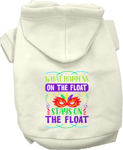 Pet Dog & Cat Screen Printed Hoodie for Small to Medium Pets (Sizes XS-XL), "What Happens On The Float Stays On The Float"