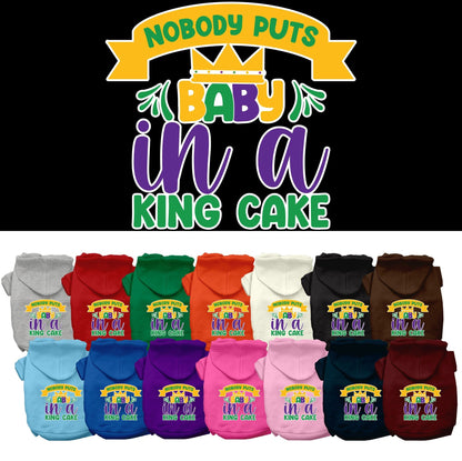 Pet Dog & Cat Screen Printed Hoodie for Small to Medium Pets (Sizes XS-XL), "Nobody Puts Baby In A King Cake"