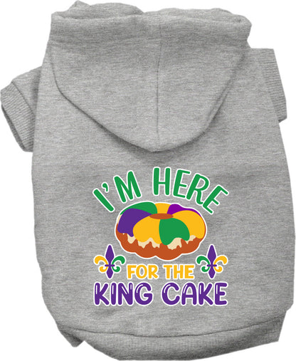 Pet Dog & Cat Screen Printed Hoodie for Small to Medium Pets (Sizes XS-XL), "I'm Here For The King Cake"