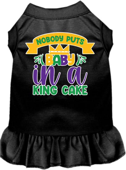 Pet Dog & Cat Screen Printed Dress for Small to Medium Pets (Sizes XS-XL), "Nobody Puts Baby In A King Cake"