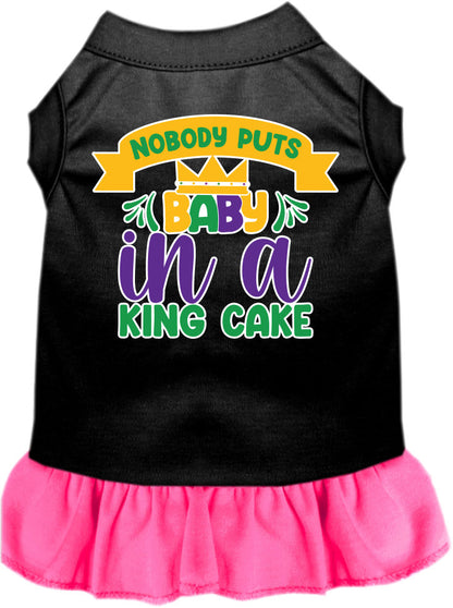 Pet Dog & Cat Screen Printed Dress for Small to Medium Pets (Sizes XS-XL), "Nobody Puts Baby In A King Cake"