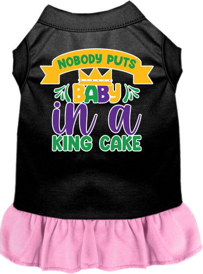 Pet Dog & Cat Screen Printed Dress for Small to Medium Pets (Sizes XS-XL), "Nobody Puts Baby In A King Cake"