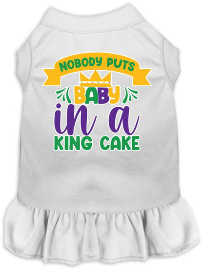 Pet Dog & Cat Screen Printed Dress for Small to Medium Pets (Sizes XS-XL), "Nobody Puts Baby In A King Cake"