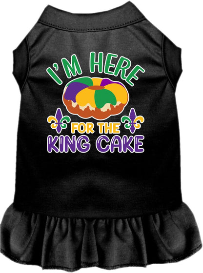 Pet Dog & Cat Screen Printed Dress for Small to Medium Pets (Sizes XS-XL), "I'm Here For The King Cake"