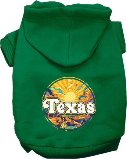 Pet Dog & Cat Screen Printed Hoodie for Small to Medium Pets (Sizes XS-XL), "Texas Trippy Peaks"