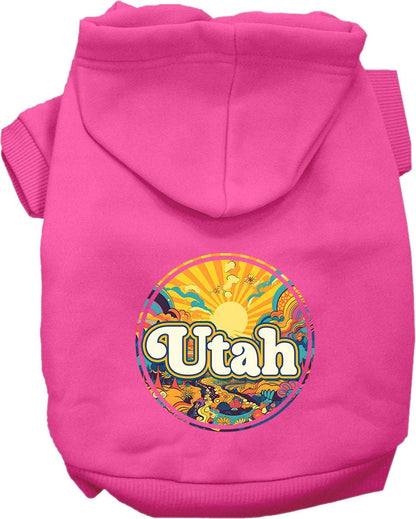 Pet Dog & Cat Screen Printed Hoodie for Medium to Large Pets (Sizes 2XL-6XL), "Utah Trippy Peaks"