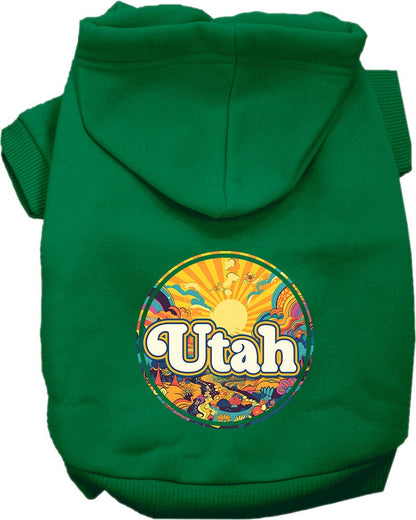 Pet Dog & Cat Screen Printed Hoodie for Medium to Large Pets (Sizes 2XL-6XL), "Utah Trippy Peaks"