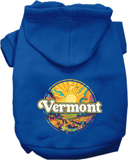 Pet Dog & Cat Screen Printed Hoodie for Small to Medium Pets (Sizes XS-XL), "Vermont Trippy Peaks"