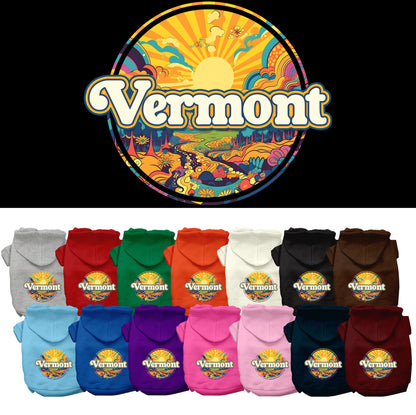 Pet Dog & Cat Screen Printed Hoodie for Small to Medium Pets (Sizes XS-XL), &quot;Vermont Trippy Peaks&quot;