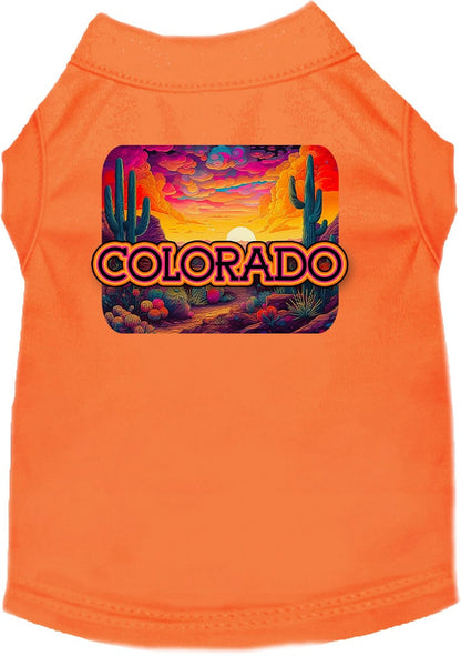 Pet Dog & Cat Screen Printed Shirt for Medium to Large Pets (Sizes 2XL-6XL), "Colorado Neon Desert"