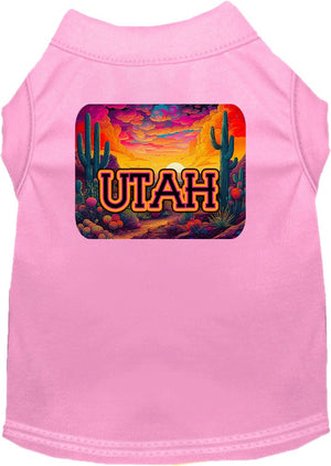 Pet Dog & Cat Screen Printed Shirt for Medium to Large Pets (Sizes 2XL-6XL), "Utah Neon Desert"