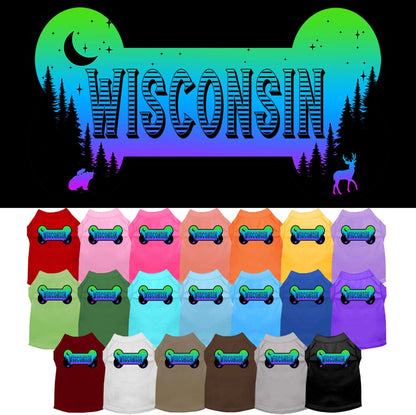 Pet Dog & Cat Screen Printed Shirt for Small to Medium Pets (Sizes XS-XL), "Wisconsin Mountain Shades"