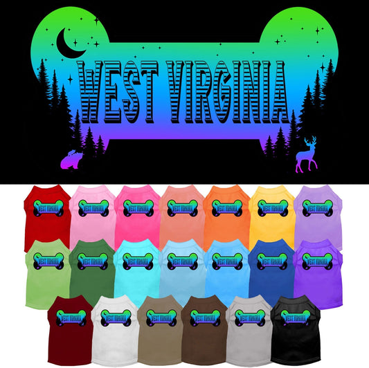 Pet Dog & Cat Screen Printed Shirt for Small to Medium Pets (Sizes XS-XL), "West Virginia Mountain Shades"