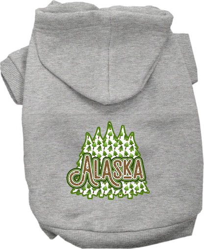 Pet Dog & Cat Screen Printed Hoodie for Medium to Large Pets (Sizes 2XL-6XL), "Alaska Woodland Trees"