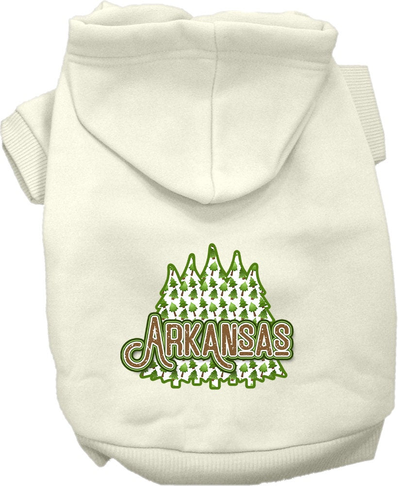 Pet Dog & Cat Screen Printed Hoodie for Small to Medium Pets (Sizes XS-XL), "Arkansas Woodland Trees"