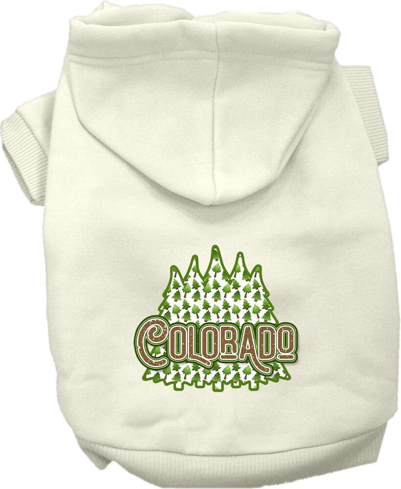 Pet Dog & Cat Screen Printed Hoodie for Small to Medium Pets (Sizes XS-XL), "Colorado Woodland Trees"