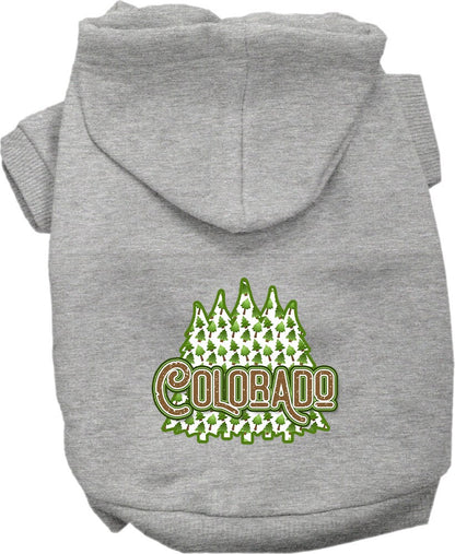 Pet Dog & Cat Screen Printed Hoodie for Small to Medium Pets (Sizes XS-XL), "Colorado Woodland Trees"