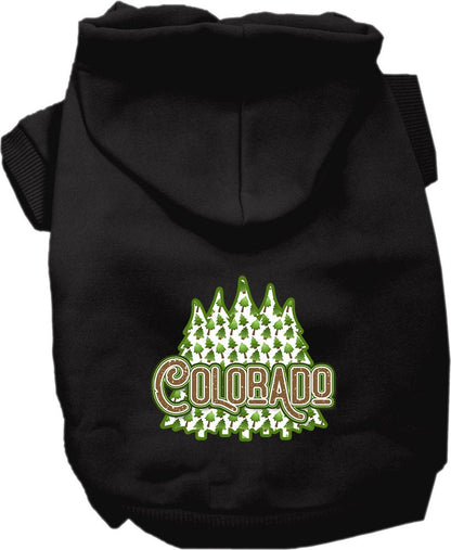 Pet Dog & Cat Screen Printed Hoodie for Medium to Large Pets (Sizes 2XL-6XL), "Colorado Woodland Trees"