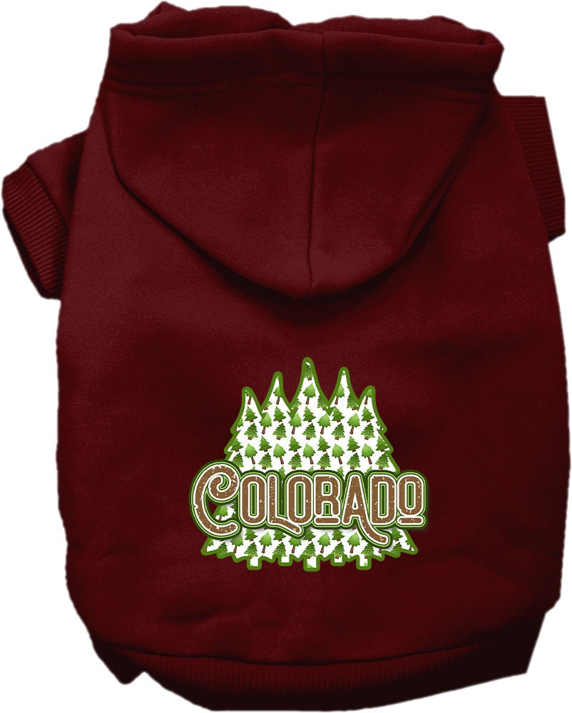 Pet Dog & Cat Screen Printed Hoodie for Medium to Large Pets (Sizes 2XL-6XL), "Colorado Woodland Trees"