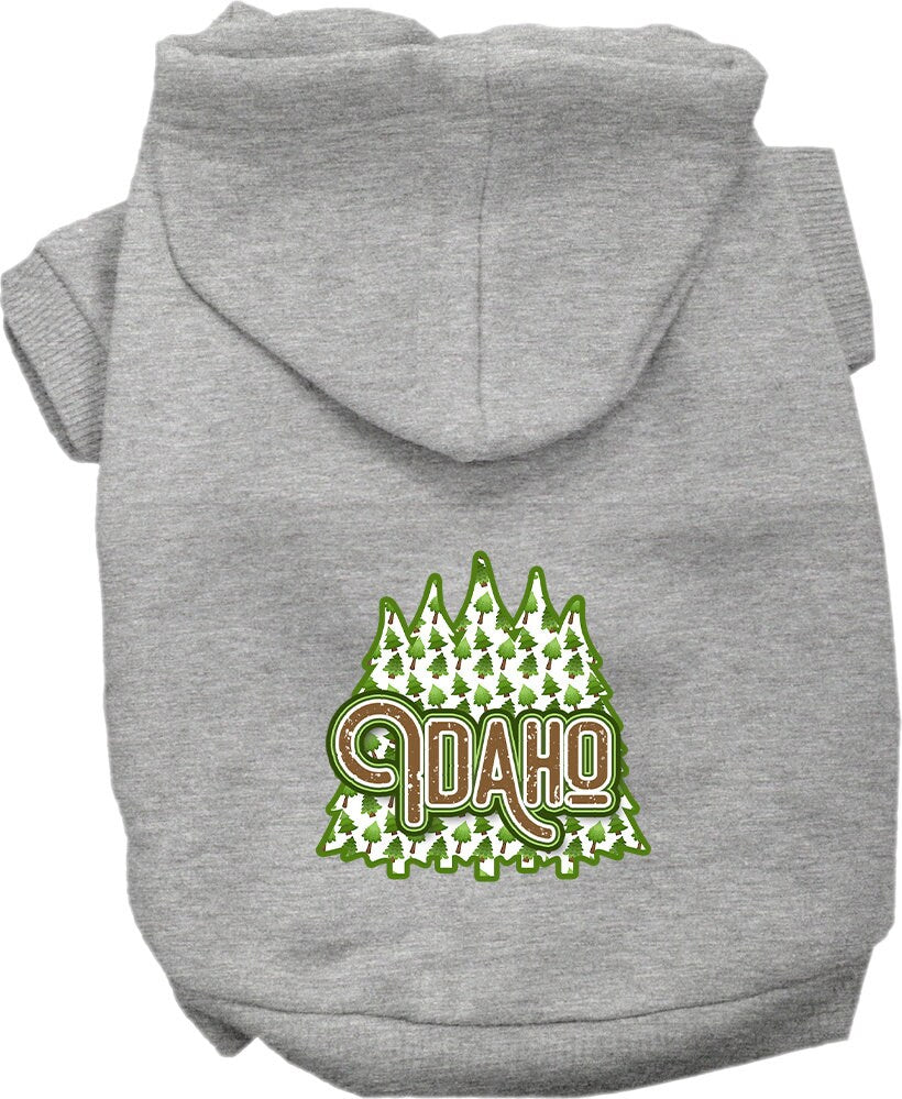 Pet Dog & Cat Screen Printed Hoodie for Small to Medium Pets (Sizes XS-XL), "Idaho Woodland Trees"