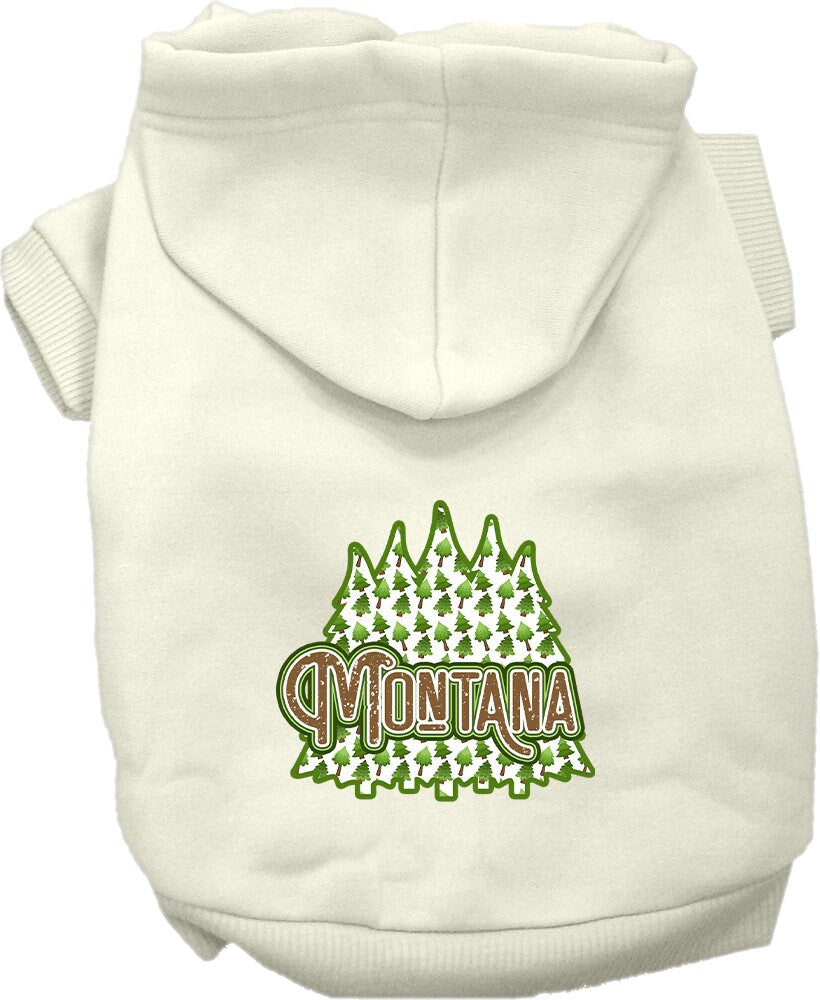 Pet Dog & Cat Screen Printed Hoodie for Small to Medium Pets (Sizes XS-XL), "Montana Woodland Trees"