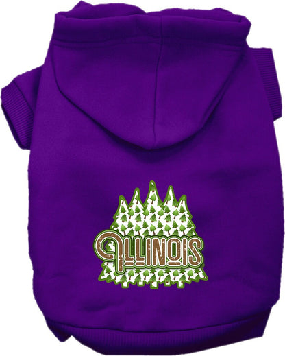 Pet Dog & Cat Screen Printed Hoodie for Small to Medium Pets (Sizes XS-XL), "Illinois Woodland Trees"