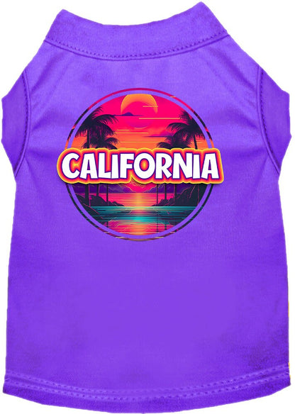 Pet Dog & Cat Screen Printed Shirt for Medium to Large Pets (Sizes 2XL-6XL), "California Neon Beach Sunset