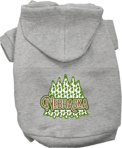 Pet Dog & Cat Screen Printed Hoodie for Medium to Large Pets (Sizes 2XL-6XL), "Nebraska Woodland Trees"