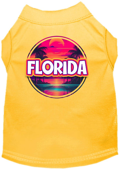 Pet Dog & Cat Screen Printed Shirt for Medium to Large Pets (Sizes 2XL-6XL), "Florida Neon Beach Sunset"