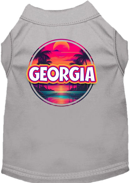 Pet Dog & Cat Screen Printed Shirt for Small to Medium Pets (Sizes XS-XL), "Georgia Neon Beach Sunset"