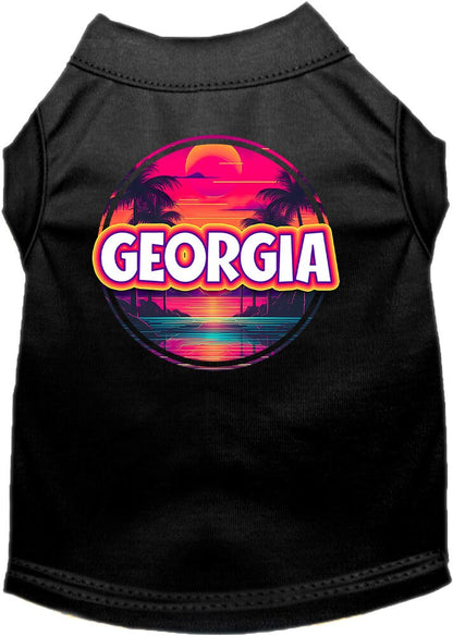 Pet Dog & Cat Screen Printed Shirt for Medium to Large Pets (Sizes 2XL-6XL), "Georgia Neon Beach Sunset"