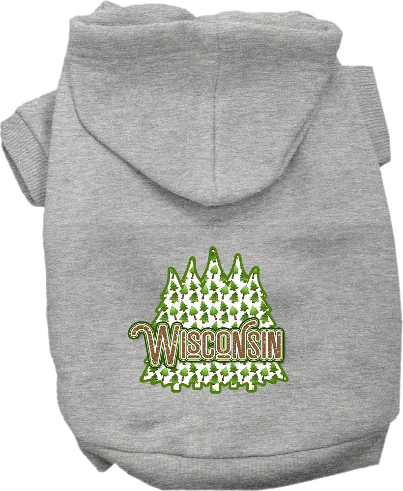 Pet Dog & Cat Screen Printed Hoodie for Small to Medium Pets (Sizes XS-XL), "Wisconsin Woodland Trees"