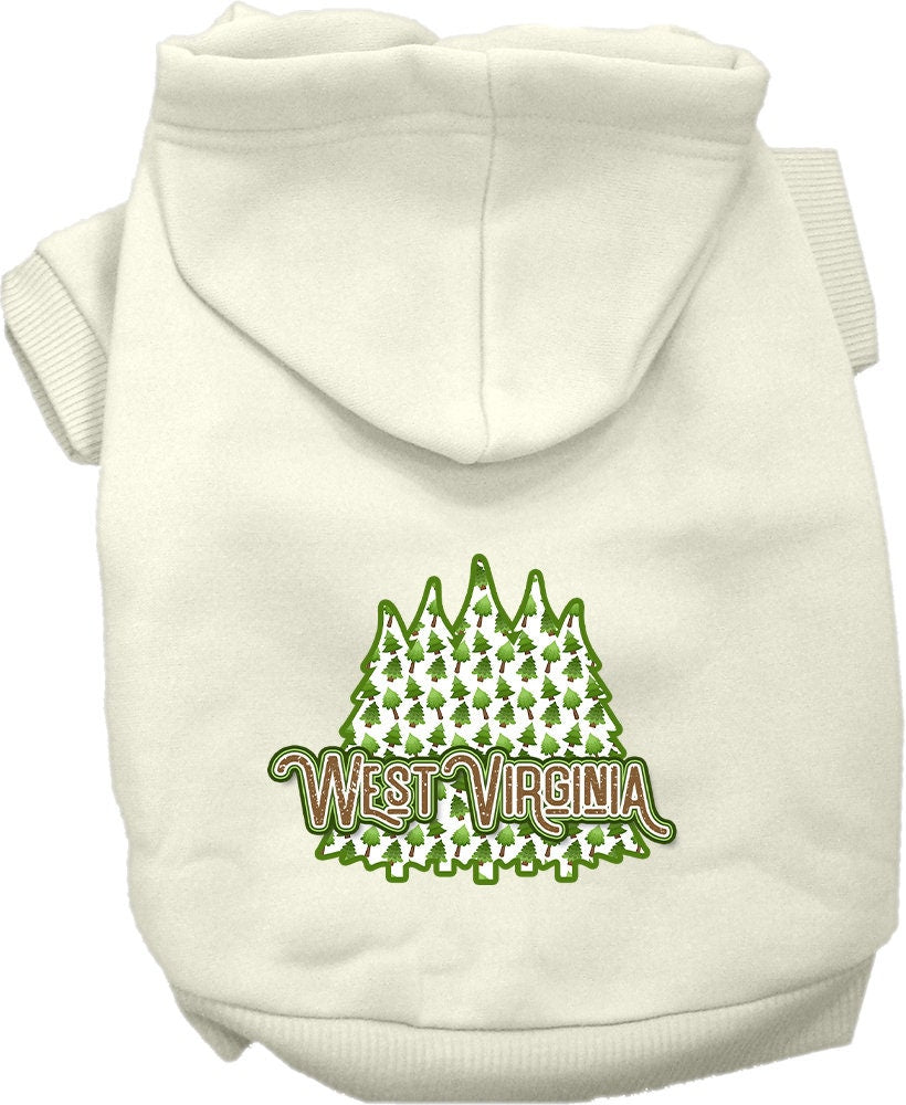 Pet Dog & Cat Screen Printed Hoodie for Small to Medium Pets (Sizes XS-XL), "West Virginia Woodland Trees"