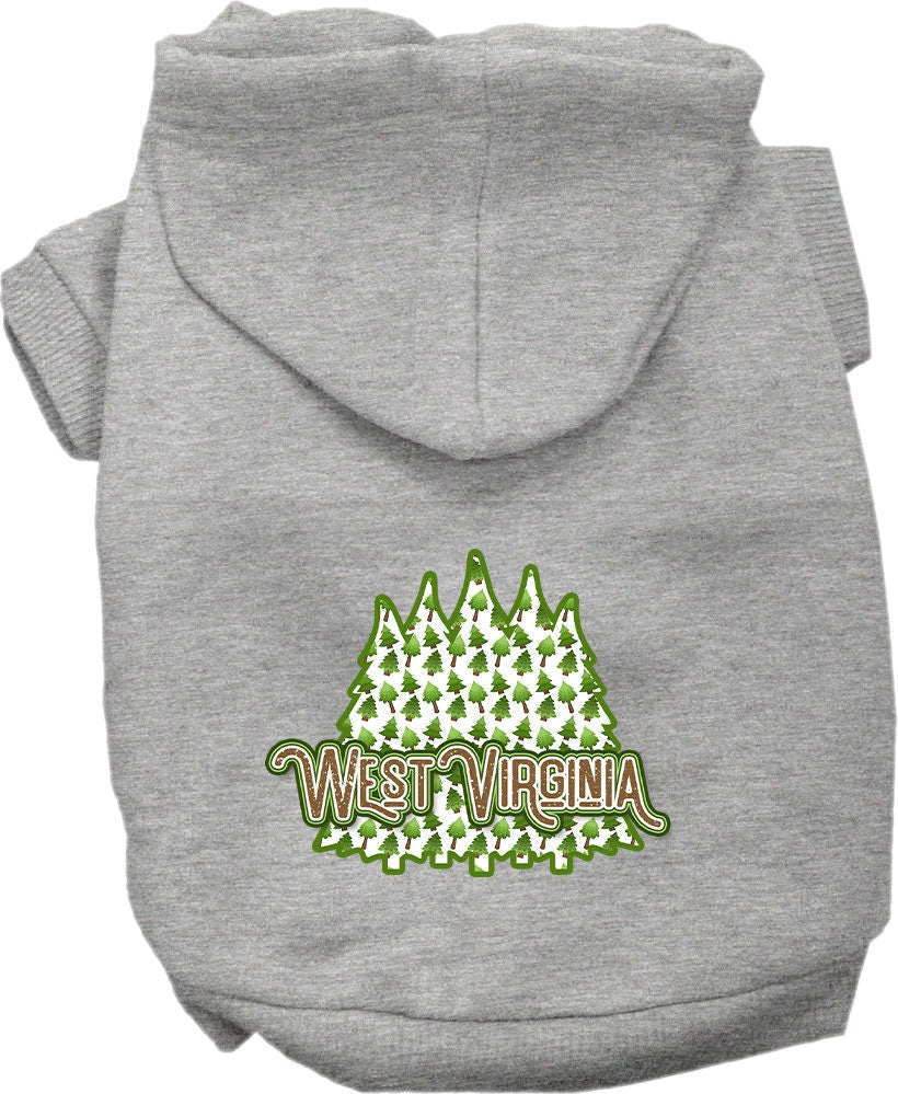 Pet Dog & Cat Screen Printed Hoodie for Medium to Large Pets (Sizes 2XL-6XL), "West Virginia Woodland Trees"