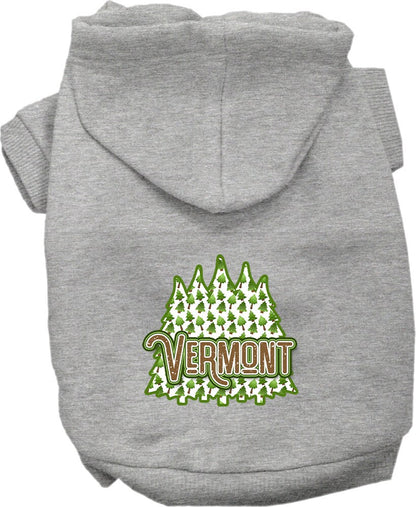 Pet Dog & Cat Screen Printed Hoodie for Small to Medium Pets (Sizes XS-XL), "Vermont Woodland Trees"