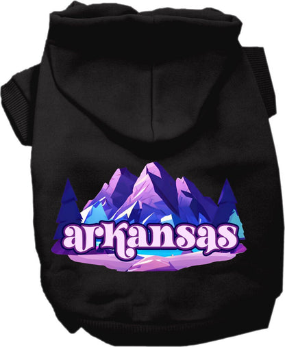 Pet Dog & Cat Screen Printed Hoodie for Small to Medium Pets (Sizes XS-XL), "Arkansas Alpine Pawscape"