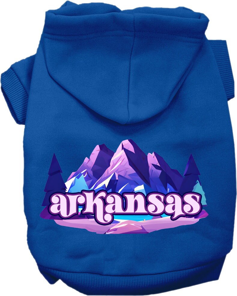 Pet Dog & Cat Screen Printed Hoodie for Medium to Large Pets (Sizes 2XL-6XL), "Arkansas Alpine Pawscape"