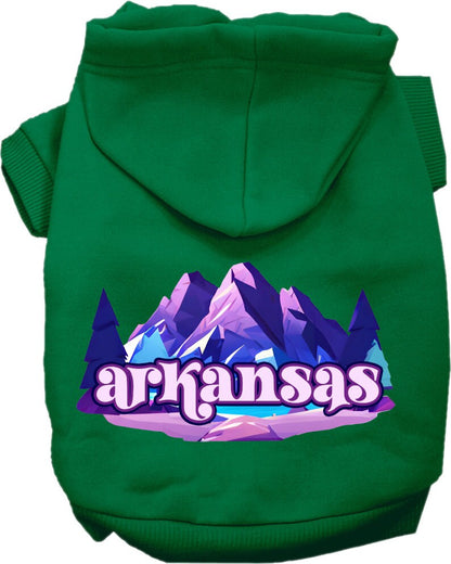 Pet Dog & Cat Screen Printed Hoodie for Medium to Large Pets (Sizes 2XL-6XL), "Arkansas Alpine Pawscape"