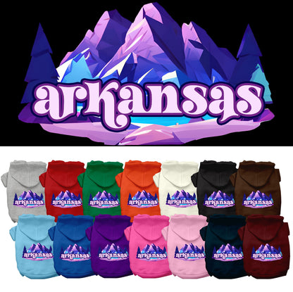 Pet Dog & Cat Screen Printed Hoodie for Medium to Large Pets (Sizes 2XL-6XL), &quot;Arkansas Alpine Pawscape&quot;