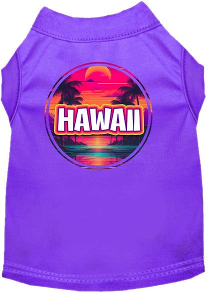 Pet Dog & Cat Screen Printed Shirt for Medium to Large Pets (Sizes 2XL-6XL), "Hawaii Neon Beach Sunset"