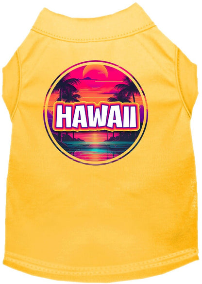 Pet Dog & Cat Screen Printed Shirt for Small to Medium Pets (Sizes XS-XL), "Hawaii Neon Beach Sunset"