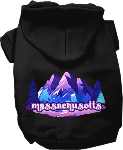 Pet Dog & Cat Screen Printed Hoodie for Medium to Large Pets (Sizes 2XL-6XL), "Massachusetts Alpine Pawscape"