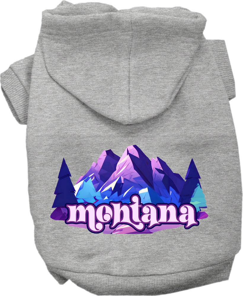 Pet Dog & Cat Screen Printed Hoodie for Small to Medium Pets (Sizes XS-XL), "Montana Alpine Pawscape"