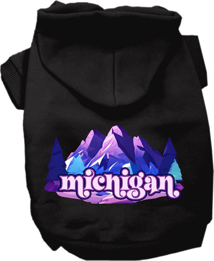 Pet Dog & Cat Screen Printed Hoodie for Medium to Large Pets (Sizes 2XL-6XL), "Michigan Alpine Pawscape"